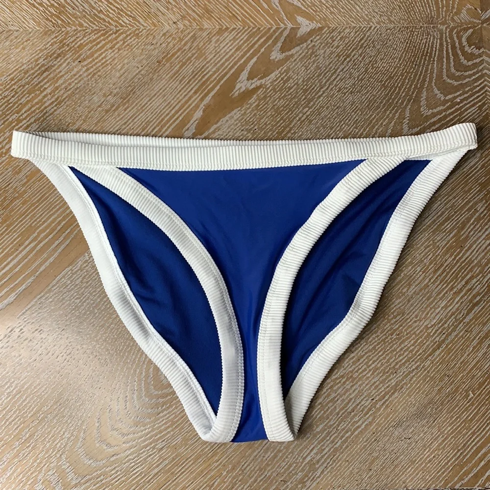 AERIE Blue White Bikini Swim Bikini Bottom M